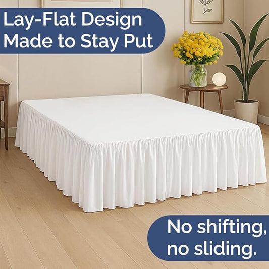 Bedskirt Full Size Ruffle - 18 inch Drop Dust Ruffle Bed Skirt with Platform - Soft, Easy Fit, Premium Hotel Quality - Wrinkle, Fade & Shrink Resistant - For Women, Men, Kids and Teens - Antique White