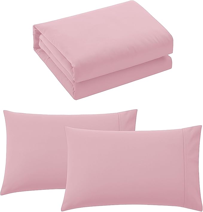 Pure Bedding Duvet Cover Twin/Twin XL Size - 2 Pieces Extra Soft Bedding Set, Includes 1 Twin Duvet Cover 68x90 Inches with Zipper Closure & 1 Pillow Sham, Comforter Not Included, Baby Pink