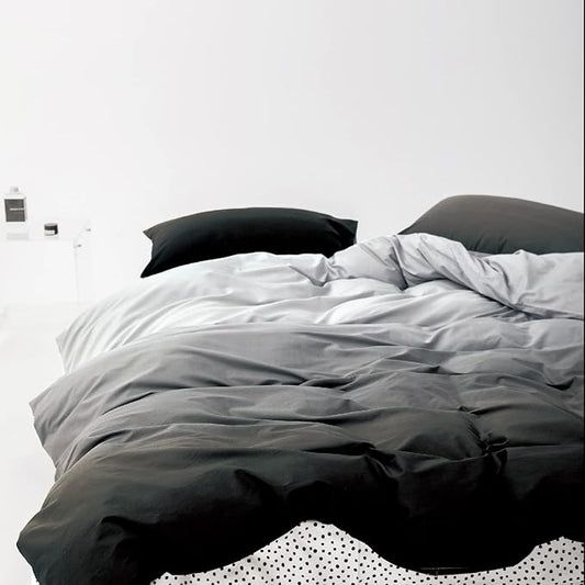 Luxlovery Grey and Black Gradient Comforter Set California King Dark Grey Bedding Set Men Women Minimalist Bedding Set Soft Breathable Blanket Quilts Grey Gradient Comforter Set