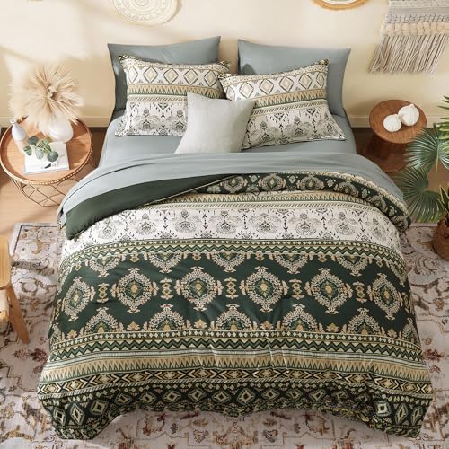 Full Size Comforter Sets - 7 Pieces Boho Bedding Aztec Bed in a Bag