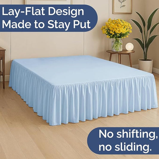 Bedskirt Twin Size Ruffle - 15 inch Drop Dust Ruffle Bed Skirt with Platform - Soft, Easy Fit, Premium Hotel Quality - Wrinkle, Fade & Shrink Resistant - for Women, Men, Kids and Teens - Light Blue