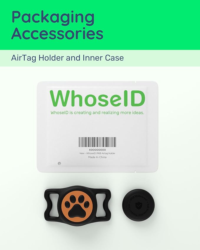 IP68 Waterproof Dog AirTag Holder for Dog Collar, Soft, Stretchy Silicone | Full-Body Protection, Easy Tool-Free Installation, Quiet, No-Dangle Fit, Lightweight, Fits Dog & Cat Collars of All Widths