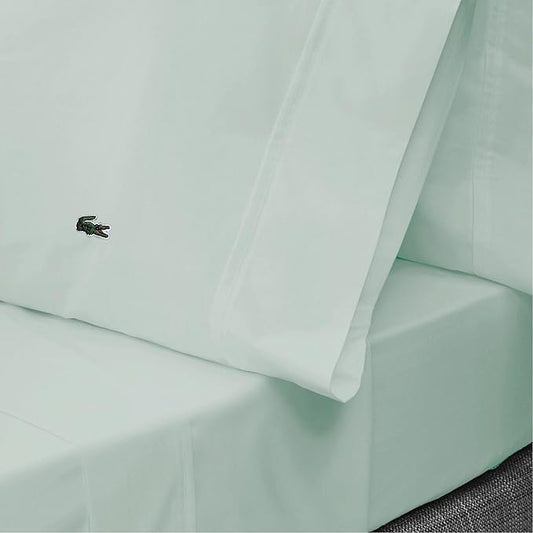 Lacoste 100% Cotton Percale 3-Piece Sheet Set – Cool, Crisp, Matte, and Durable, Oeko-Tex Certified – Solid, Iced Mint, Twin