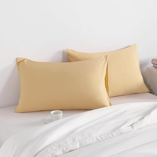 NTBAY King Pillow Cases Set of 2, 2 Pack Brushed Microfiber 20x36 Pillow Cases, Soft, Wrinkle, Fade, Stain Resistant Light Taupe Pillow Cases with Envelope Closure, 20x36 Inches, Light Taupe