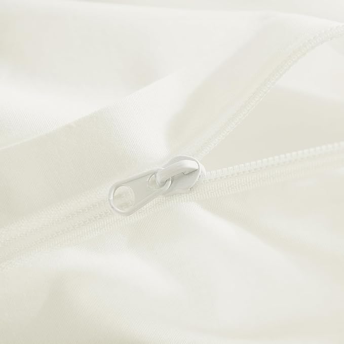 NEXHOME PRO Full Duvet Cover Set, 100% Washed Cotton with Linen-Like Texture, Natural Organic, Breathable & Comfortable, Includes Home Bedding Set Milk White (No Comforter) 8090