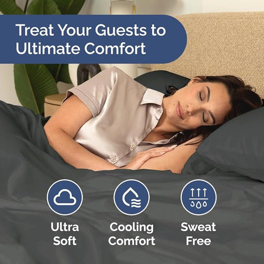 Bulk Case Pack of 10 Sheet Sets - (10) Complete Split King Size Sheet Sets w/ Deep Pockets - Wholesale Bulk Bedding for Hotels, Spas & Airbnbs - Breathable and Wrinkle Free - (Split King, Charcoal)
