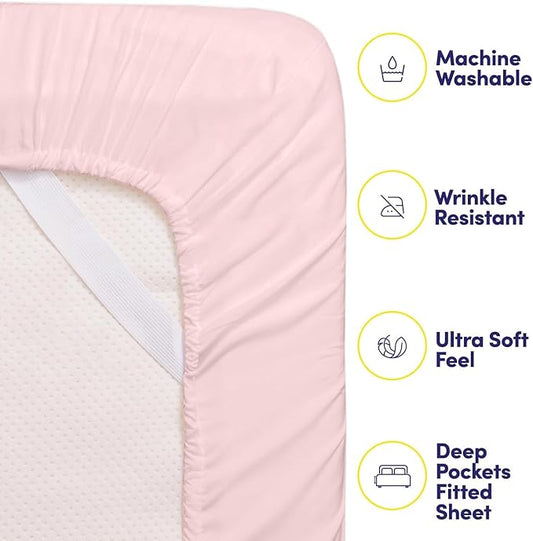 Sweet Home Collection 6 Piece 1500 Supreme Collection Brushed Microfiber Deep Pocket Sheet Set-2 Extra Pillow Cases, Great Value, Split King, Pale Pink