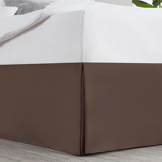 Nestl Dark Brown Bed Skirt Cal King Size - Cal King Bed Skirt 14 Inch Drop - Brushed Microfiber Bed Skirts - Hotel Quality Pleated Bed Skirt - Shrinkage & Fade Resistant