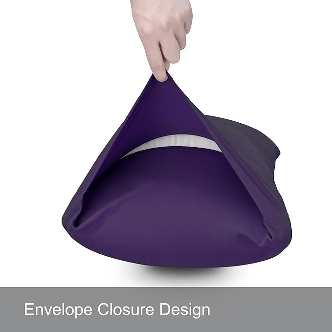 2-Pack Stretch Pillow Cases - Jersey Knit & Ultra Soft Envelope Closure Pillowcases T-Shirt Like Microfiber Blend - Suitable for Queen or Standard Size Set of 2, Purple