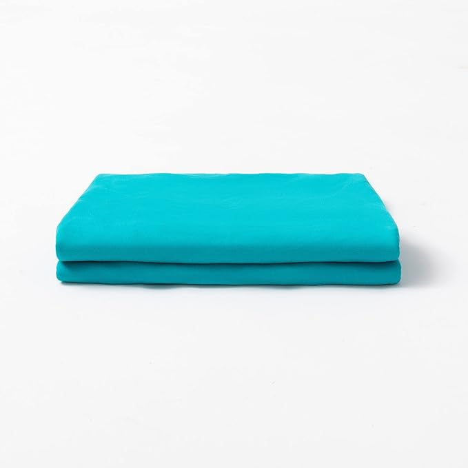 2-Pack Stretch Pillow Cases - Jersey Knit & Envelope Closure Pillowcases with Ultra Soft T-Shirt Like Polyester Blend - Suitable for Queen or Standard Size Set of 2, Turquoise