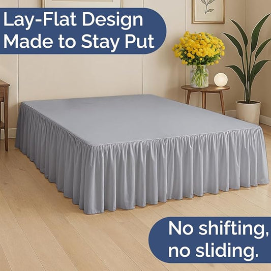 Bedskirt Twin Size Ruffle - 15 inch Drop Dust Ruffle Bed Skirt with Platform - Soft, Easy Fit, Premium Hotel Quality - Wrinkle, Fade & Shrink Resistant - for Women, Men, Kids and Teens - Steel Blue