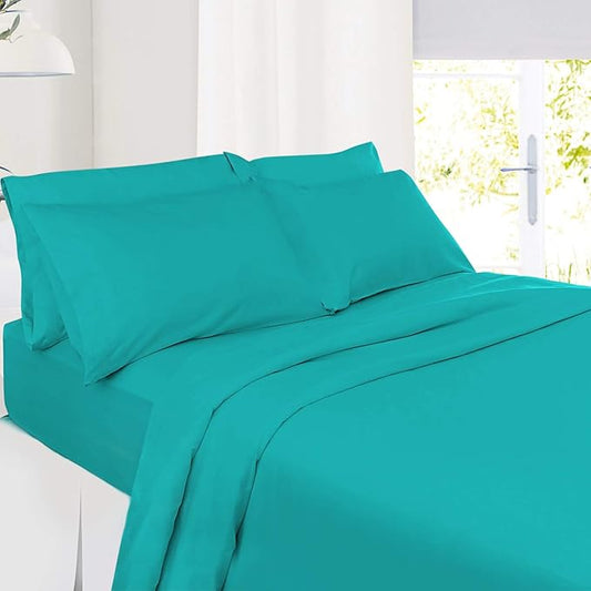Hearth & Harbor Extra Deep Pocket Sheets - Fits Mattress 18-24 Inches Deep - Extra Deep Pocket Twin Sheets Sets - 4 Piece Twin Size - Teal