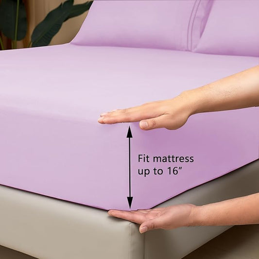 Mejoroom Twin Sheet Set - Hotel Collection Twin Sheets - Bedding Sheets & Pillowcases with Deep Pocket Fitted Sheet, Breathable, Wrinkle & Fade Resistant - 3 Piece(Lavender)