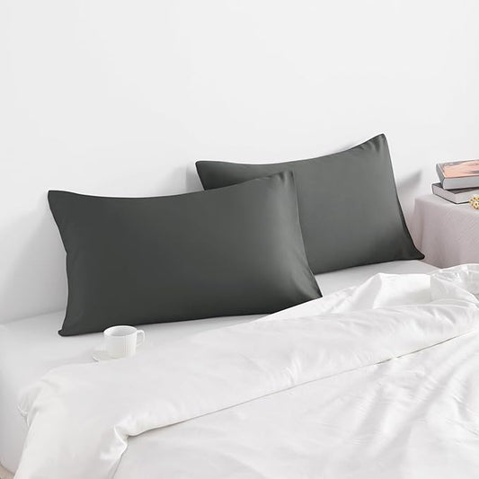 NTBAY King Pillow Cases Set of 2, 2 Pack Brushed Microfiber 20x36 Pillow Cases, Soft, Wrinkle, Fade, Stain Resistant Dark Grey Pillow Cases with Envelope Closure, 20x36 Inches, Dark Grey