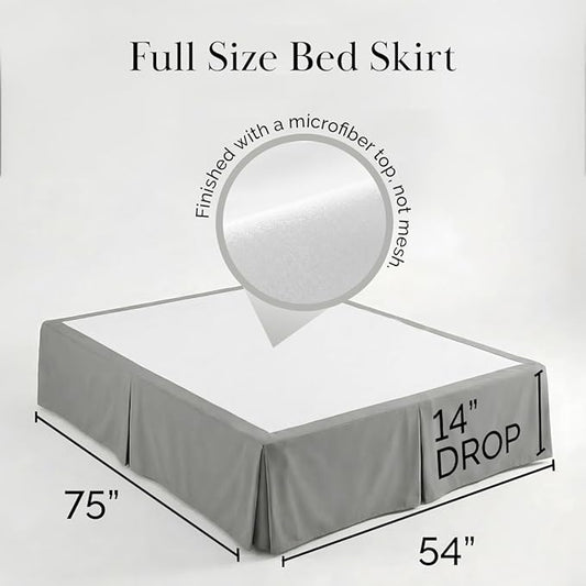 Southshore Fine Living, Inc. Full Bed Skirt - 14 Inch Drop, Luxury Pleated Bedskirts, Full Size Bedding Dust Ruffle, Bed Skirting, Steel Grey