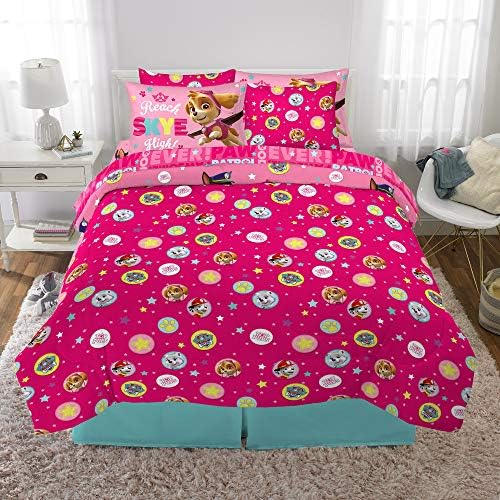 Paw Patrol Girls Kids Bedding Super Soft Comforter And Sheet Set With Sham, 7 Piece Full Size, (Official) Nickelodeon Product By Franco