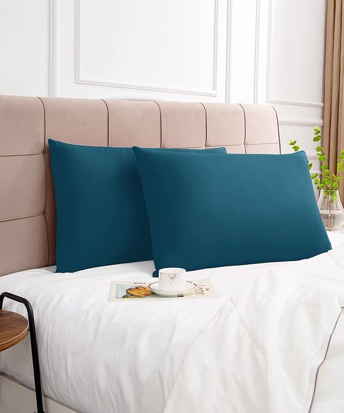 Warmstar Cotton Pillow Cases Queen Size Set of 2, 600 Thread Count Pillowcases 20x30 Inches, Soft Long Staple Cotton Pillowcases Breathable with Envelope Closure,Dark Teal