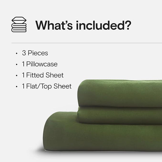 DOZ Sheet Set, 100% Viscose derived from Bamboo, Organically Grown, Buttery Soft, Cooling Sheets, High GSM, Deep Pockets - 3 Piece - 1 Pillowcase 1 Fitted 1 Top Sheet (Forest, Twin XL)