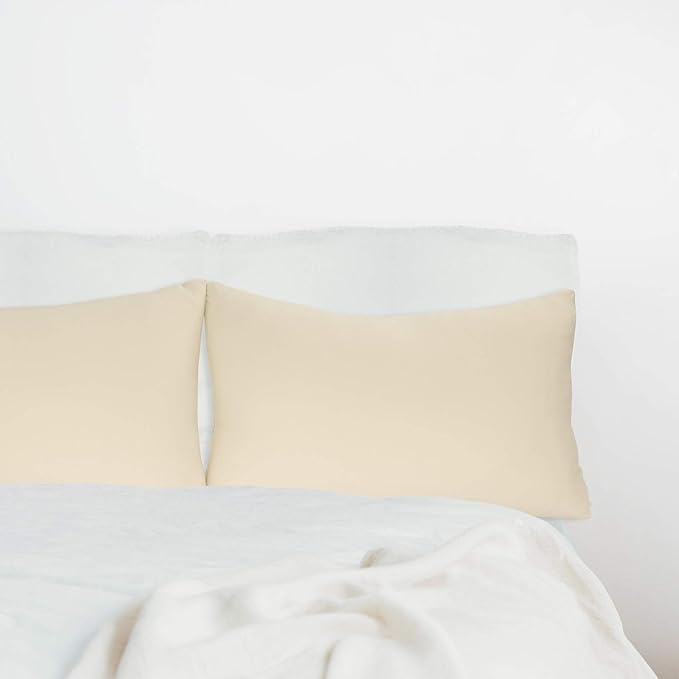 Stretch Pillowcases - Micro Jersey Knit & Ultra Soft, Standard Size - Set of 2 Pillow Cases, Beige