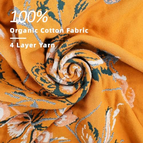 VANJOROY Boho Large Throw Blanket, 100% Organic Cotton Breathable Soft Bed Throw - Floral Bird Farmhouse Decor Blanket for Sofa Couch Chair Quilt and Gift. (Flower-Art, 80" x 90")