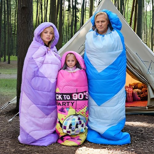 Sleeping Bag for Kids,Portable Camping Sleeping Bags for Boys&Girls with Cute Cartoon Print,Lightweight Waterproof Compact Sleeping Bag for Indoor Outdoor Hiking Travel