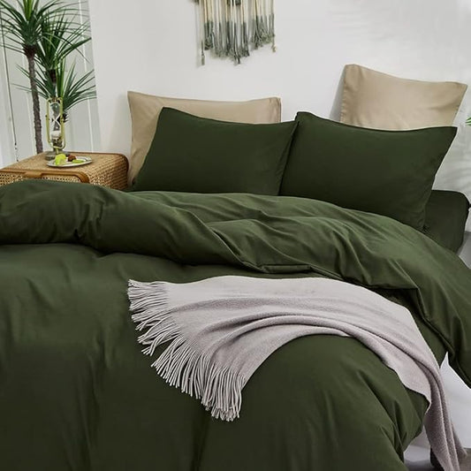CLOTHKNOW Dark Green Twin/Twin XL Comforter Set 3Pcs Green Bedding Comforter Sets Boys Girls Comforter Soft Military Comforter with 2 x Pillow Cases