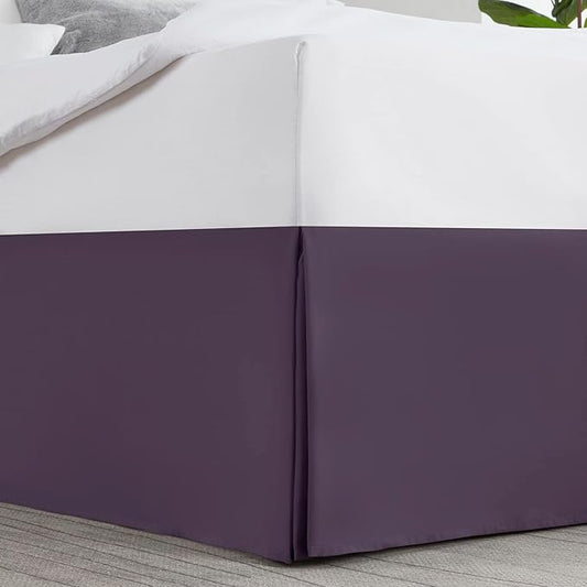 Nestl Dark Purple Bed Skirt King Size - King Bed Skirt 14 Inch Drop - Brushed Microfiber Bed Skirts - Hotel Quality Pleated Bed Skirt - Shrinkage & Fade Resistant