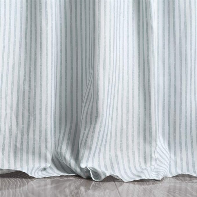 Lush Decor Ticking Stripe Bedspread King Size 3 Piece Set Lake Blue - Ruffle Bedding Set King Bedspreads - Striped Bedding - Farmhouse & Coquette Decor