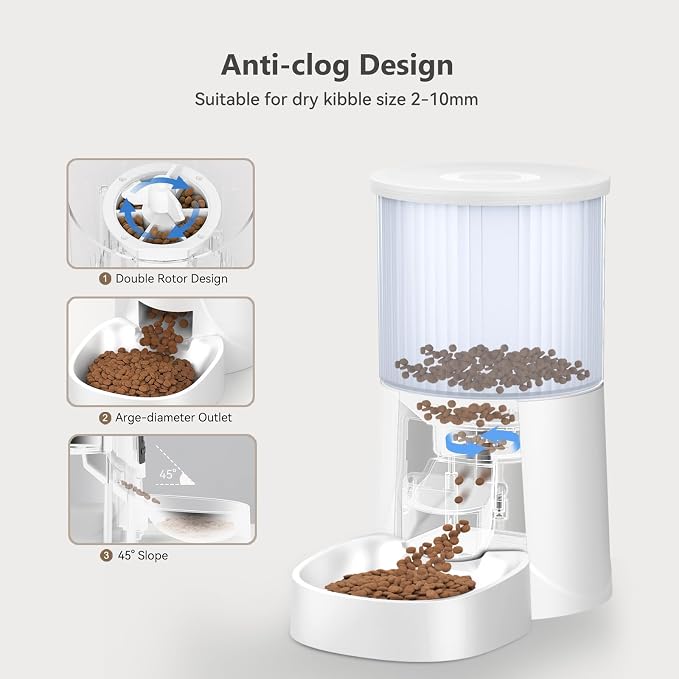 PETULTRA Automatic Cat Feeder: 4L Timed Cats Food Dispenser Programmable | Easy to Set, Dual Power, Precise Portion, Auto Pet Feeder with Desiccant Bag, Detachable Washable for Cats and Small Dog