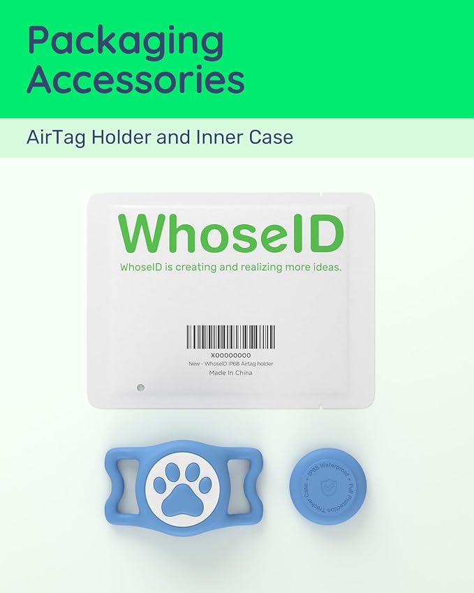 IP68 Waterproof Dog AirTag Holder for Dog Collar, Soft, Stretchy Silicone | Full-Body Protection, Easy Tool-Free Installation, Quiet, No-Dangle Fit, Lightweight, Fits Dog & Cat Collars of All Widths
