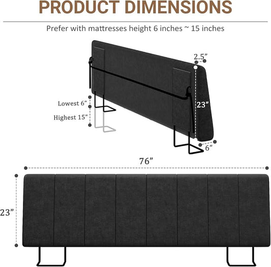 King Size Headboard Only-No Assembly Required, Black | Easy to use no assembly required, Linen fabric and extra-thick foam for added comfort, Modern style headboard king size