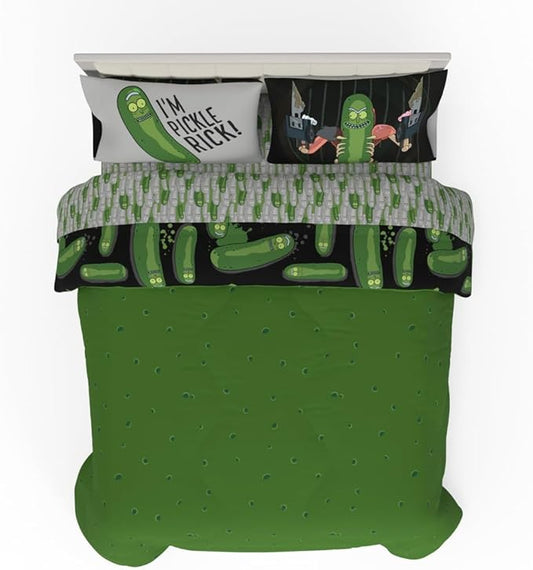 Rick & Morty Bedding 7 Piece Super Soft Cozy Reversible Comforter and Sheet Set with Sham, Full, (Officially Licensed Product) By Franco