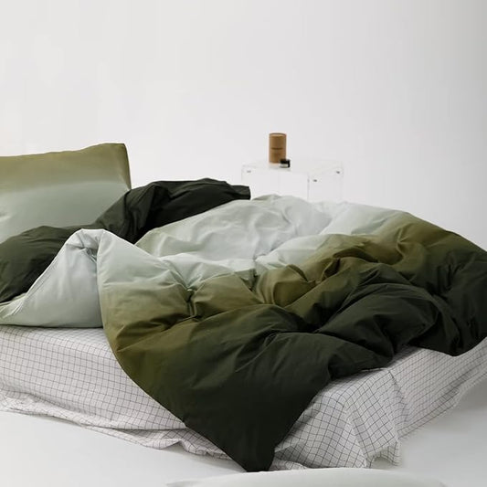 Luxlovery Gradient Green Comforter Set Cal King Army Green Bedding Set California King Green White Bedding Set Soft Breathable Blanket Quilts Modern Comforter Set Women Men