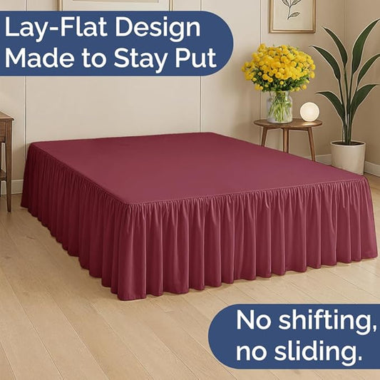 Bedskirt Twin Size Ruffle - 12 inch Drop Dust Ruffle Bed Skirt with Platform - Ultra-Soft, Easy Fit, Premium Hotel Quality - Wrinkle, Fade & Shrink Resistant - for Women, Men, Kids & Teens - Burgundy