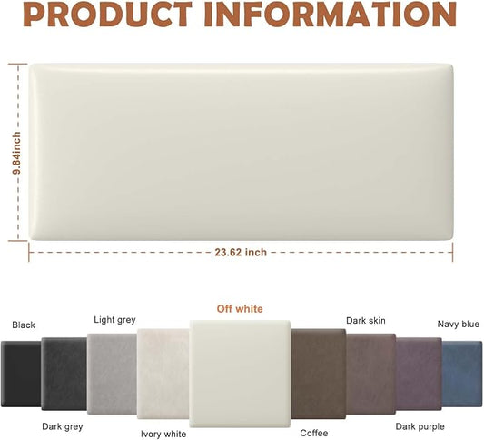 IFNOW Wall Mounted Headboard, Peel and Stick Panels, White, King | Upholstered 3D Soundproof Acoustic Panels Reusable and Removable Padded Leather Bed Headboard, 12 Panels 9.84" x 23.62"
