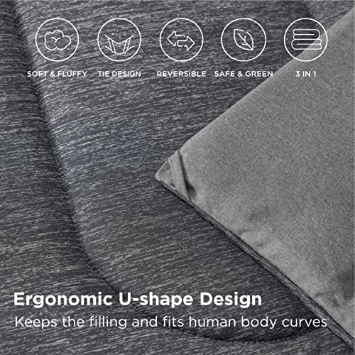 Bedsure King Size Comforter Set, Cooling & All-Season Bedding, Dark Grey
