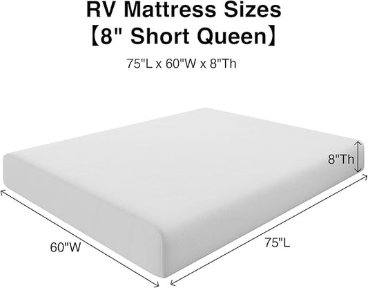 Novilla 8 Inch RV Short Queen Mattress, Gel Memory Foam Short Queen Size Mattress for RVs, Campers & Trailers, Cooling & Breathable Design, CertiPUR-US Certified, 75"x60"