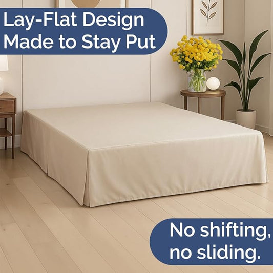 Pleated Bed Skirt Full Size - 3 Sided Pleated Bed Skirt Full - Ultra-Soft, Easy Fit with 18 Inch Tailored Drop - Hotel Quality, Wrinkle Free & Fade Resistant - for Women, Men, Kids & Teens - Cream