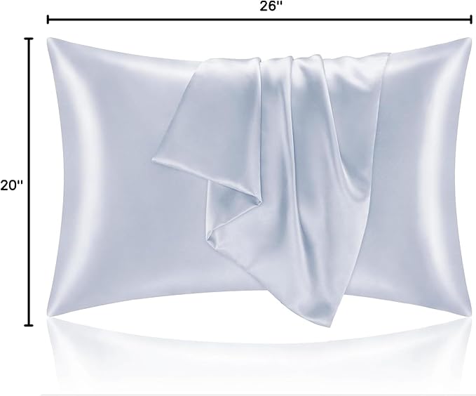 BEDELITE Satin Pillowcase for Hair and Skin, Super Soft and Cooling Similar to Silk Pillow Cases 2 Pack with Envelope Closure, Gift for Women Men(20"x26" Standard Size, Evening Haze)