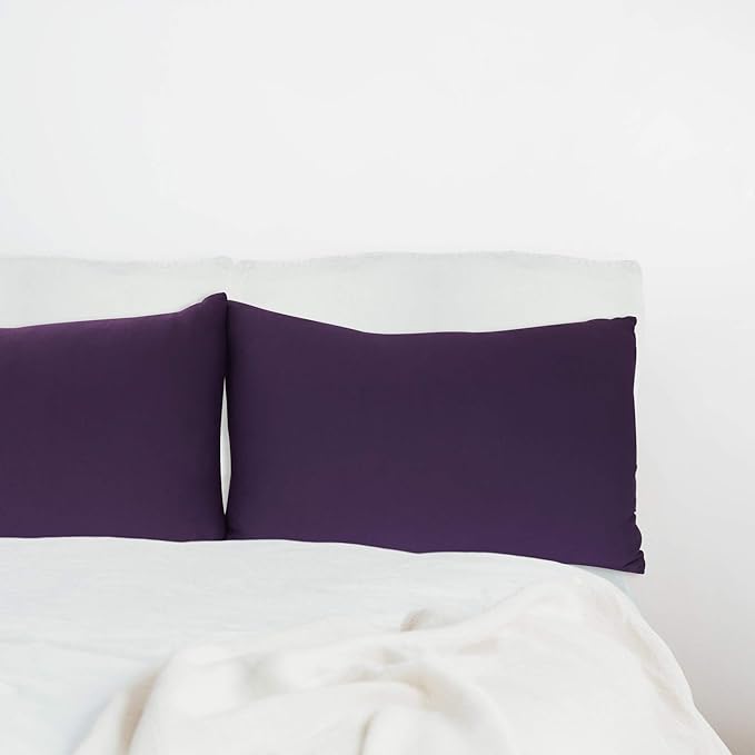 Stretch Pillowcases - Micro Jersey Knit & Ultra Soft, Standard Size - Set of 2 Pillow Cases, Purple