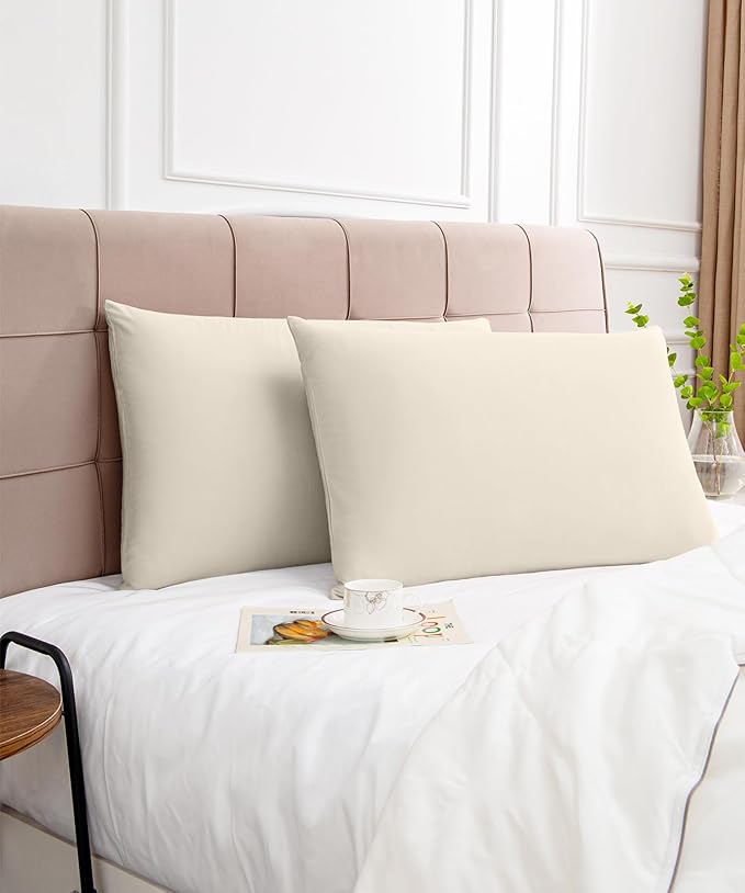 Warmstar Cotton Pillow Cases Queen Size Set of 2, 600 Thread Count Pillowcases 20x30 Inches, Soft Long Staple Cotton Pillowcases Breathable with Envelope Closure,Ivory White