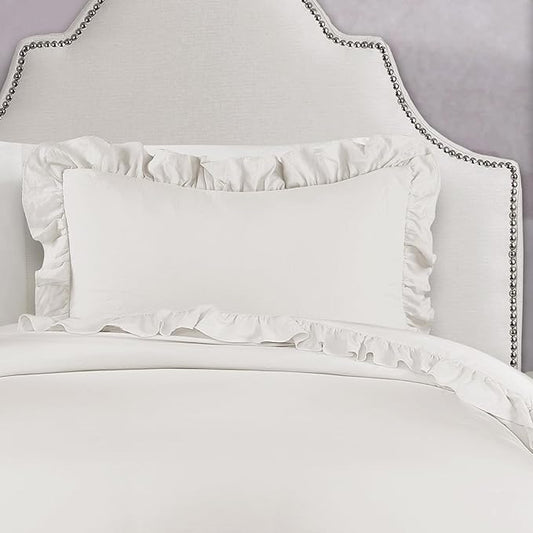 Lush Decor - Comforter Set, Soft Ruffled Bedding with Matching Sham, Cozy Essentials, Elegant Bedroom Decor (Reyna White, Twin XL)