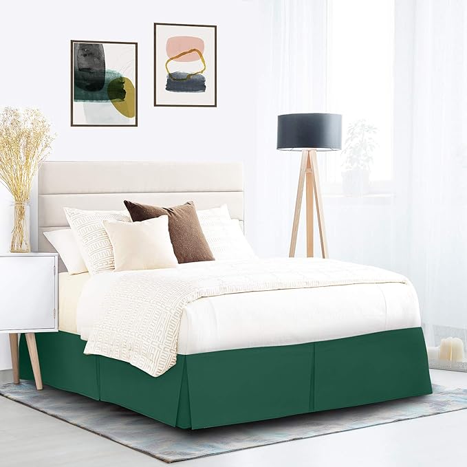 Nestl Hunter Green Full XL Bed Skirt - Full XL Size Bed Skirt 14 Inch Drop - Brushed Microfiber Bed Skirts - Hotel Quality Pleated Bed Skirt - Shrinkage & Fade Resistant