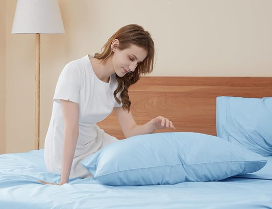 Sunflower King Pillowcases Set of 2, 100% Cotton King Pillow Cases 2, 20ร40 inches Ashley Blue, Soft and Breathable