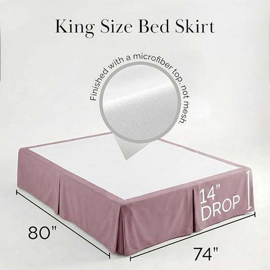 Southshore Fine Living, Inc. Hotel Quality King Bed Skirt - 14" Drop, Elegant Pleated Design, Premium Dust Ruffle/King Size Bedskirt, Easy Care, Luxury Bed Skirt King Size, Lavender