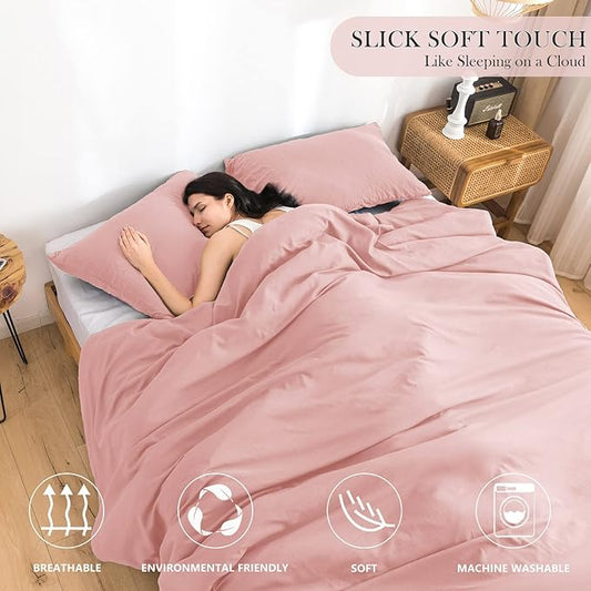 COTTEBED Light Pink Twin XL Comforter Set for College Girls, Ultra-Soft Lightweight Washed Cotton Twin Bedding Comforter Sets for Kids Women Student School Dorm All Season Use, Blush Pink Twin/Twin XL