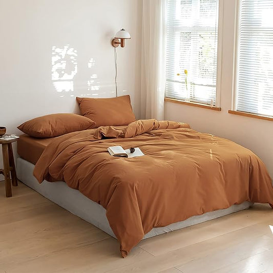 Luxlovery California King Pumpkin Comforter Rust Terracotta Bedding Set Cal King Caramel Burnt Orange Quilts Pumpkin Brown Comforter Set Women Men Cal King