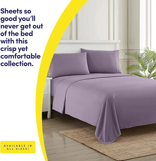 1500 Supreme Collection Queen Sheet Sets Plum - Luxury Hotel Bed Sheets and Pillowcase Set for Queen Mattress - Extra Soft, Elastic Corner Straps, Deep Pocket Sheets, Queen Plum