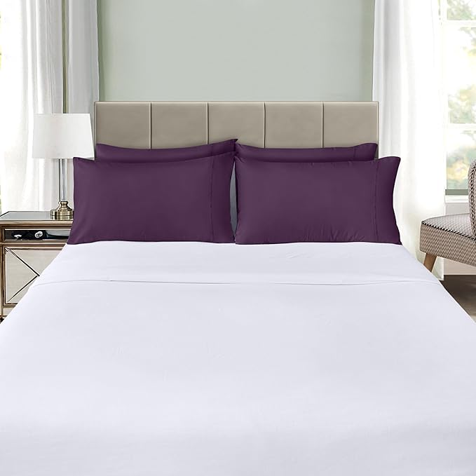Utopia Bedding King Pillow Cases - 4 Pack - Envelope Closure - Soft Brushed Microfiber Fabric - Shrinkage and Fade Resistant Pillow Covers King Size 20 X 40 Inches (King, Purple)