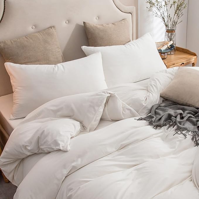 PURE ERA Jersey Knit Pillowcases 100% T-Shirt Cotton Super Soft Comfy Breathable, Set of 2, Standard 20" x 36", Solid Off White